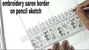 How To Draw Saree Border Design Pencil Sketch Border Embroidery Designs Saree Border Border Design