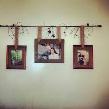 Curtain Rod Some Ribbon Or Burlap Picture Frames Easy Rustic Picture Gallery Wall Picture Hanging Art Deco Curtains