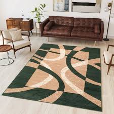Dank dem teppich sieht ein zimmer viel besser aus, gewinnt an dynamik und lebendigkeit, er ist auch nicht so leer und kalt; Dream Teppich Kurzflor Modern Beige Grun Wellen Design Tapiso Teppiche Online
