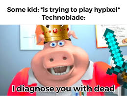 Last week, the members of the /r/technoblade subreddit worked together, submitting nearly 100 memes for a. Some Kid Is Trying To Play Hypixel Technoblade You With Cleae Meme Video Gifs Funny Meme Technoblade Meme Trying Meme Play Meme