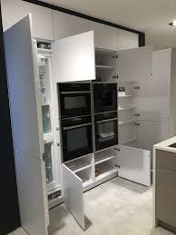 All full height kitchen larder units have a convenient 75mm service gap and are supplied fully assembled with all required fixings, including four adjustable mounting legs with. Ex Display Ewe Kitchen With Silestone Worktops And Bank Of Tall Units The Used Kitchen Company