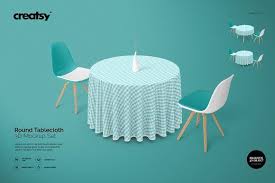 Round Tablecloth Mockup Set Round Tablecloth Table Cloth Showcase Design