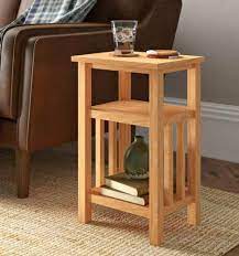 Ships free orders over $39. Oak Side Table Solid Wood Bedroom Furniture Small End Wooden Coffee Hallway Hall Lamp Plant Telephone Stand 2 Shelves Vintage Living Room Magazine Modern Console Occasional Storage Narrow Paper Rack Buy Online