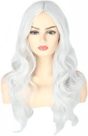 White Witch Wig for Women or Girl Cosplay Halloween Costume Party Wigs Long  Wavy Middle Part Full Wigs