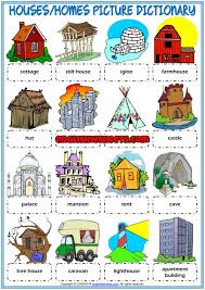 Types Of Houses Esl Picture Dictionary Worksheet For Kids In 2020 Teach English To Kids Nursery Rhymes Activities Types Of Houses