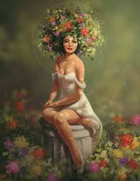 The goddess persephone and her companion nymphs were gathering rose, crocus, violet, iris, lily and larkspur blooms in a springtime meadow when she was abducted by the god haides. Artstation Flora Robyn Leora Lowe