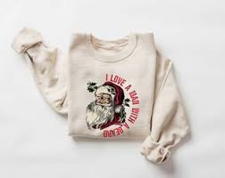 I Love a Man With a Beard Santa Christmas Sweatshirt,santa Shirt,vintage  Shirt,beard Shirt,funny Xmas Shirt,funny Santa Beard Shirt,