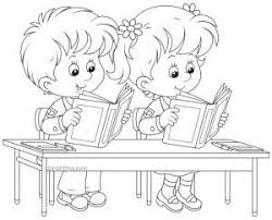 Niños Leyendo Para Colorear