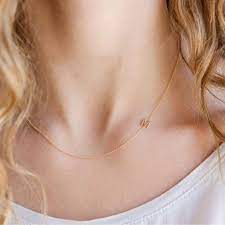 14k Gold Asymmetrical Letter Necklace M Letter Necklace Gold Letter Necklace Thin Necklace