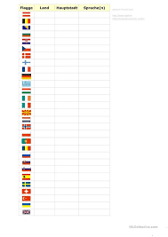 Meere, länder, hauptstädte, flaggen, erde, atmosphäre, flüsse, gebirge flaggen europas: Land Hauptstadt Sprache Europa Schule Sprache Unterricht Schule
