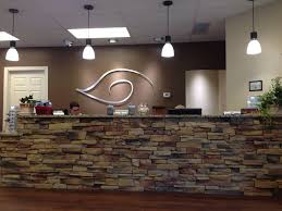 Stone Around Reception Desk Reception Desk Medical Office Design Vet Office Decor