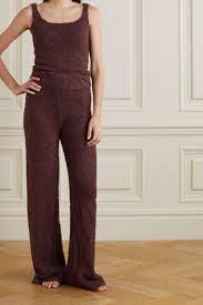Plum Cozy Knit Boucle Track Pants Garnet Skims Net A Porter