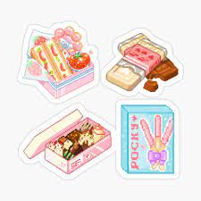 Cute food stickers for kids girls 100 pack laptop stickers vinyl stickers for water bottles,laptop,aesthetic trendy skateboard . Kawaii Pixel Food Cute Aesthetic Sticker Set Laptop Skin By Aesthetics4you Redbubble