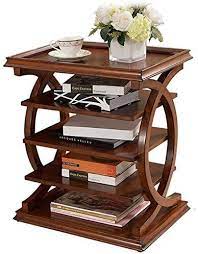 Laz Solid Wood Side Table Nightstand Nordic Corner Table Magazine Rack Multi Layer St Console Table Living Room Solid Wood Bedside Tables Solid Wood Side Table