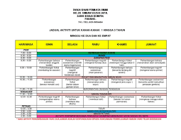 Hari/masa isnin selasa rabu khamis jumaat. Jadual Aktiviti Untuk Kanak2 1 3 Tahun Wk 2 Dan 4 Tspu