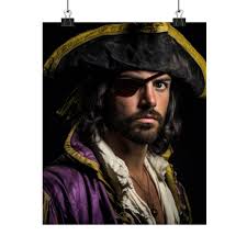 Pirate in Vintage Attire, Wall Art, Fan Art, Sports Art, Home Decor, Sports  Decor, ECU, Pirates, Mascot, Team Gift, ECU Art, Purple, Yellow