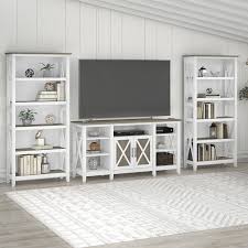 Cf furniture living room 4 piece set lamp table coffee table tv stand multi storage cupboardmodern simple practical grey+oak. Bush Key West Tall Tv Stand With Coffee Table Console Table And Set Of 2 End Tables Shiplap Gray Pure White Kws026g2w Free Shipping