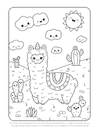 Llamas are adorable, cozy creatures. Free Cute Kawaii Llama Printable Colouring Page L J Knight