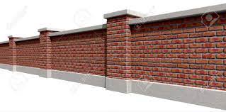 White brick accent wall bedroom, black and. 16468425 An Perspective View Of A Regular Domestic Facebrick Wall With Plaster Cappings On An Isolated Backgr Stoc Fence Wall Design Wall Design Boundary Walls