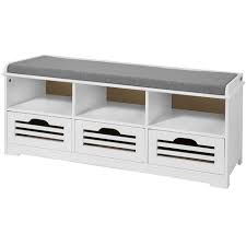 The cubbies can accommodate a 13 bin or basket. 2 Storage Cubes 1 Removable Seat Cushion Hallway Cabinet Shoe Rack Shoe Storage Bench With 2 Drawers White Sobuy Fsr36 K W Hallway Furniture Storage Benches