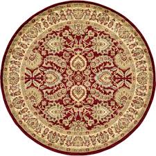 Unique Loom Voyage Asheville Red 8 0 X 8 0 Round Rug 3120298 Floral Area Rugs Round Area Rugs Area Rugs