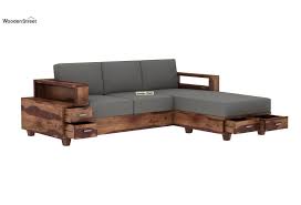 Buy Solace L Shaped Wooden Sofa Teak Finish Online In India Wooden Street In 2020 Corner Sofa Design Outdoor Sofa Diy Sofa Design