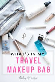what s in my travel makeup bag abby