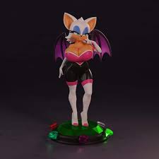 Rouge The Bat Hot Anime Sonic Fanart Model Unpainted 3D Printed mini TTRPG  