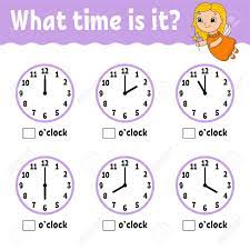 In the above clock games online here you have to set the time given to you on the screen and get to these timing games for kids are online games for kids of all ages including toddlers, preschool and this tell time online games is a whole educational game package which contains 3 different modes. Learning Time On The Clock Educational Activity Worksheet For Royalty Free Cliparts Vectors And Stock Illustration Image 124141001