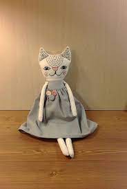 Cat Cloth Doll Handmade Cat Rag Doll Embroidered Heirloom Doll Cat Plush Kitty Cat Ragdoll Cat Doll Cloth Dolls Handmade Heirloom Doll