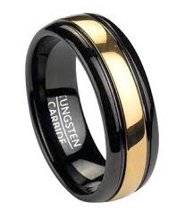 Black And Gold Ring Mens 8mm Men S Black Tungsten Ring W Gold Tone Inlay Tungsten Mens Rings Black Tungsten Rings Black Tungsten Wedding Ring