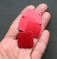 Aluminum anodizing is an electrochemical process in which an oxide (anodic) layer is chemically built on the surface of the metal. Square Stamping Blanks Red Anodized Aluminum 1 10 Tags Mt038 Bohemian Findings