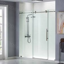 I do wish the side panel glass was actually 6 inches so that less metal would be visible after installation. á… Woodbridge Frameless Shower Doors 68 72 Width X 76 Height With 3 8 10mm Clear Tempered Glass In Brushed Nickel Finish Woodbridge