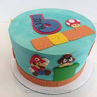 A mushroom cake, meringue cloud cookies, flower power veggie and dip platter, piranha plant inspired fruit skewers, and even mario hats made from babybel cheese are just a few of the creative ideas. Super Mario Birthday Cake Cake By Morgan Cakesdecor
