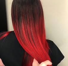 Getting black out of the hair is hard for even the most skilled professional, but going from black to red is the easiest to do. Follow Me On Instagram Unevneib Dark Red Hair Long Red Hair Wavy Hair Curly Hair Wand Curls Hand Painted Hai Red Hair Dark Roots Red Blonde Hair Dark Red Hair