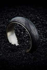 Men S Half Round Wedding Band Carbon Fiber With Silver Inner Ring Weddingjewelry Wedding Designer Mens Wedding Bands Round Wedding Band Mens Wedding Bands
