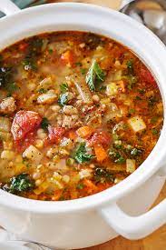 Italian Vegetable Soup With Spicy Sausage The Cozy Apron Recipe Italian Vegetable Soup Italian Sausage Recipes White Bean Soup Recipes