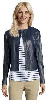 1 075 Vince Coastal Blue Leather Engineered Perforated Zip Front Jacket Navy Leather Jacket Jackets Leather Jacket