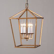 Vintage Geometric Cage Frame 4 Candle Light Kitchen Foyer Pendant Light In Brass Pendant Lights Ceiling Lights Lighting