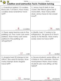 Addition And Subtraction Facts Problem Solving Practice Sheets Sums To 20 Subtraction Facts Math Word Problems Subtraction