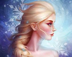 Elsa, fantasy, snow queen, blonde, frozen, winter, blue, luminos, maxine  vee, HD wallpaper