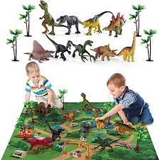 These activities are perfect for a rainy afternoon or a dino birthday party. Buy Temi Dinosaur Toy Figure W Activity Play Mat Trees Educational Realistic Dinosaur Playset To Create A Dino World Including T Rex Triceratops Velociraptor Perfect Gifts For Kids Boys Girls