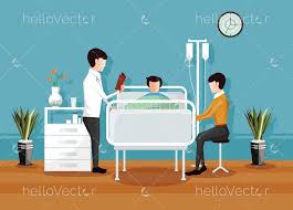 Doctor Checking A Patient In The Hospital Hospital Room Interior Vector Illustration Download Graphics Vectors Vector Illustration Hospital Room Illustration