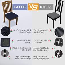 Easy to install and clean, machine washable. Removable Washable Anti Dust Upholstered Chair Seat Protectors For Dining Room Gute Stretch Printed Dining Chair Seat Covers With Elastic Ties And Button Set Of 4 White Stripe Kitchen Office Dining Chair Slipcovers