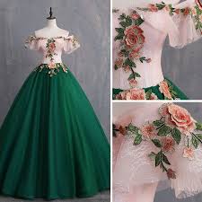 Vintage Retro Dark Green Prom Dresses 2019 Ball Gown Appliques Lace Off The Shoulder Short Sleeve Backless Floor Length Long Formal Dresses Dark Green Prom Dresses Green Prom Dress Ball Gowns