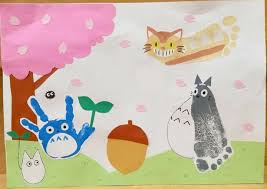 トトロの手形アート 手形アート 足跡アート 手形足形アート