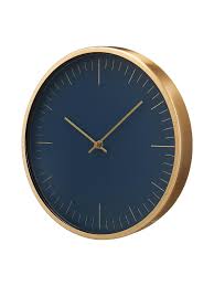 john lewis wall clock, navy/brass, 30cm