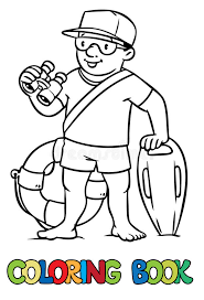 6,050 lifeguard clip art images on gograph. Coloring Book For Children Little Girl On The Beach Stock Vector Illustration Of Summer Colorless 70953043