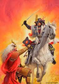Duel Between Takeda Shingen And Uesugi Kenshin At The Battles Of Kawanakajima Samurai Artwork Samurai Art Samurai Warrior