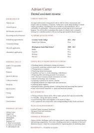 Student Entry Level Dental Assistant Resume Template